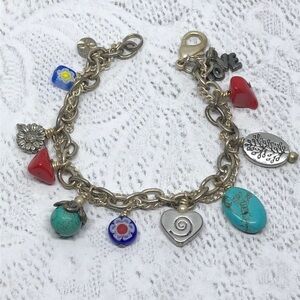 Vintage boho free spirit style dangle charm chain bracelet small wrist 6.5